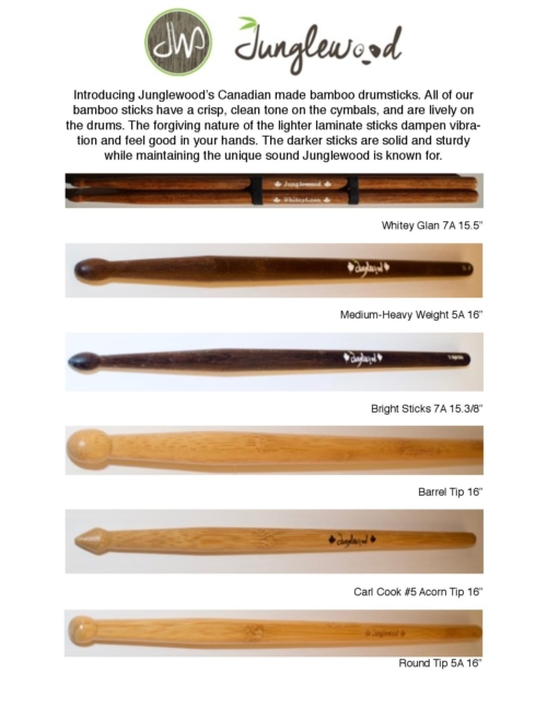Junglewood Bamboo Drumsticks Varieties Nice Tonned, Long Lasting